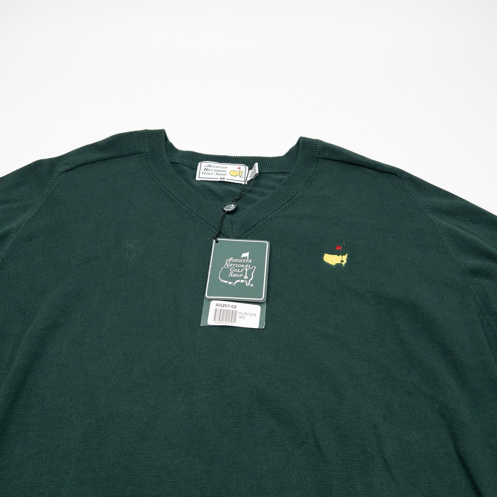 Masters Sweater Mens Medium Hunter Green V-Neck Augusta National Golf Shop Vtg