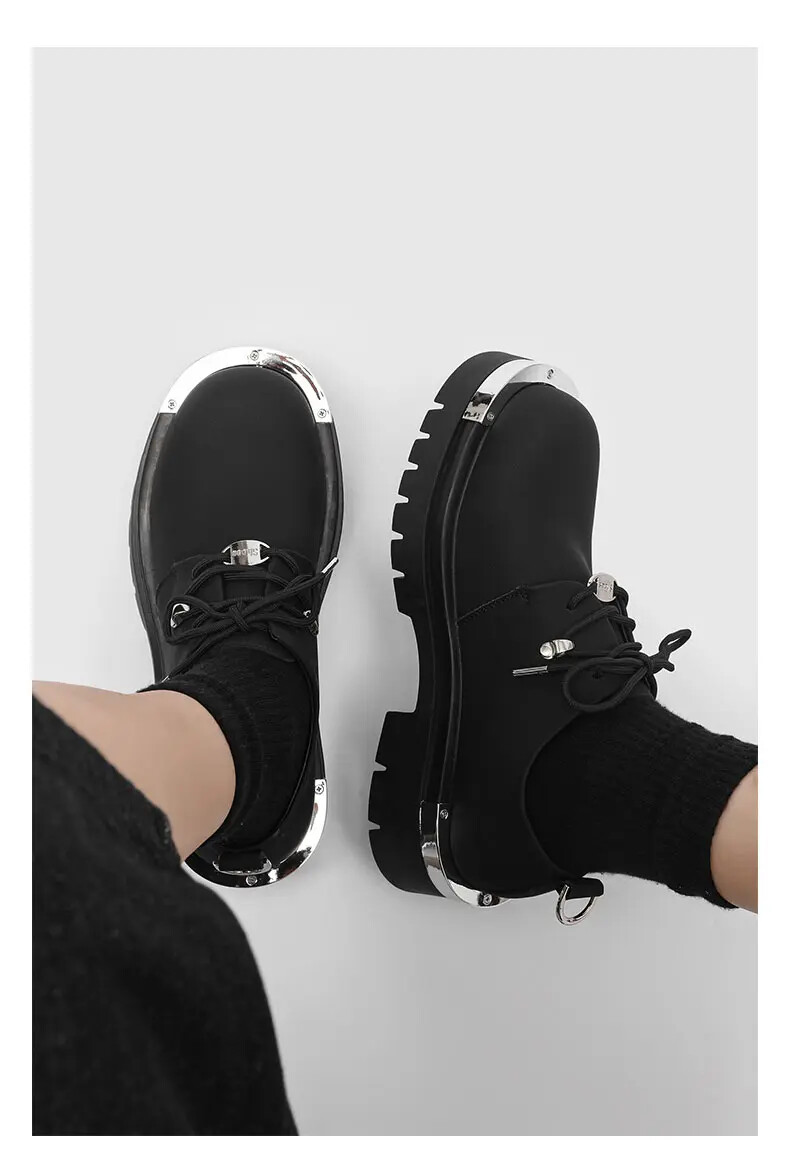 Mens Metal Round Toe Casual Lace Up Dress Formal Business Platform Fashion Shoes