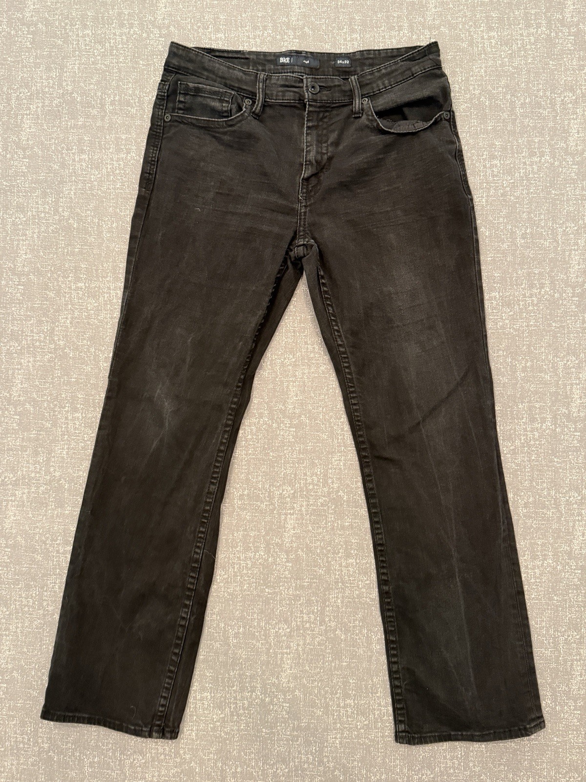 Buckle BKE Jake Jeans Mens 34×32 Black Denim Straight Leg Classic Fit Stretch