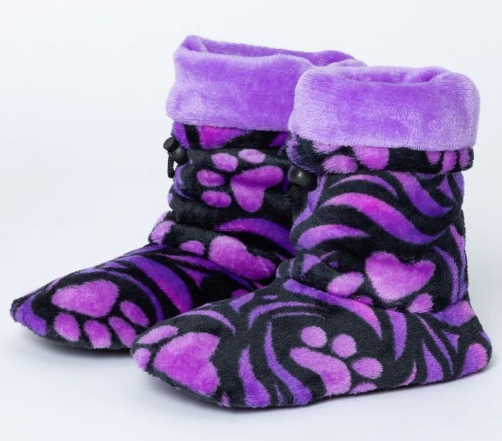 Animal Rescue Site Super Cozy Deluxe Paw Non-Slip Toggle Slipper Booties Sz L/XL