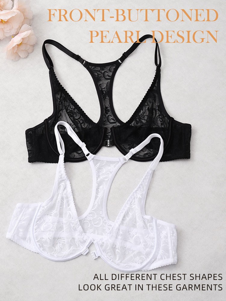 Mens Bra Front Closure Bras Transgender Bras Lace Brassiere Sissy Sexy Lingerie