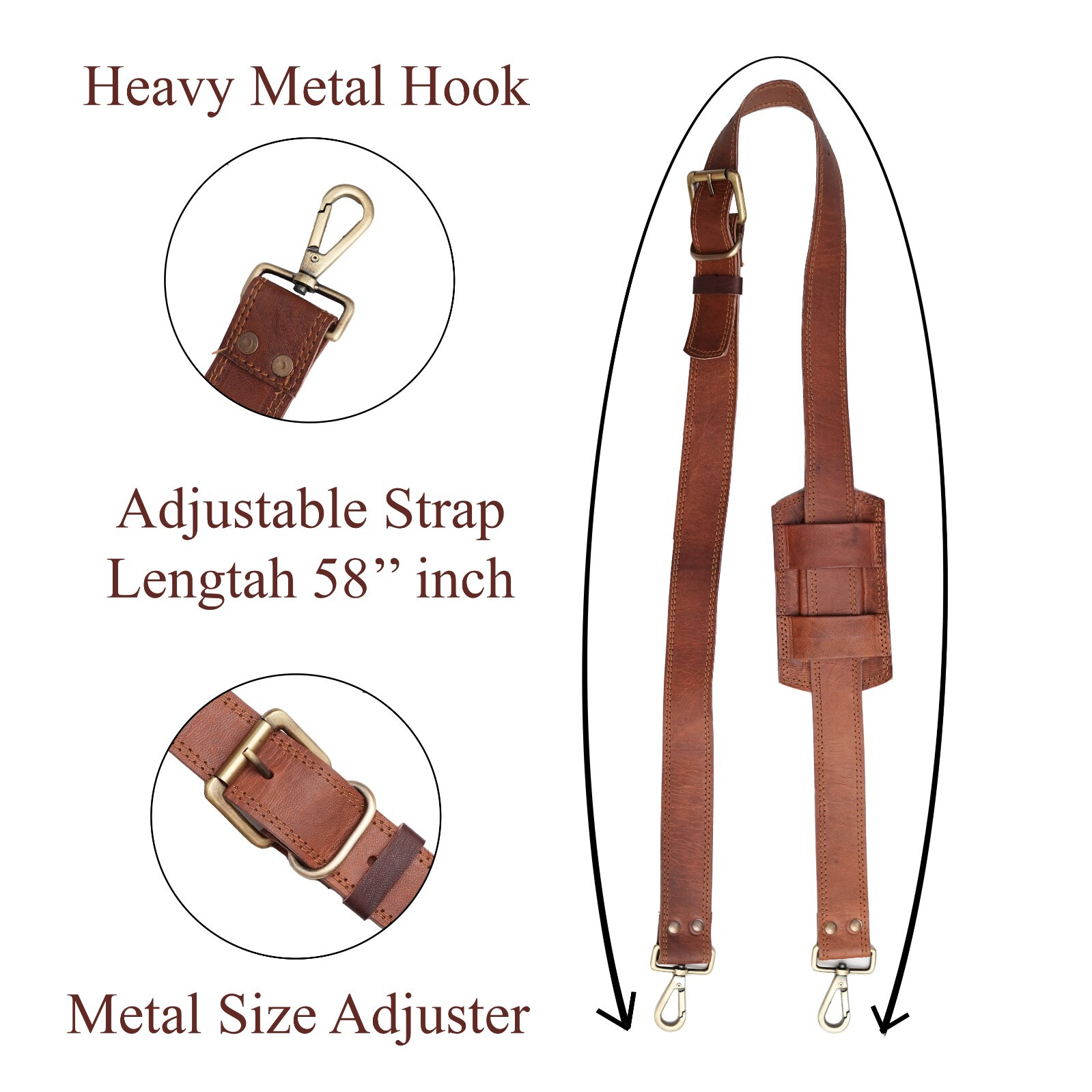 Handmade Leather Shoulder Replacement Strap for Messenger Briefcase Bag & Duffle