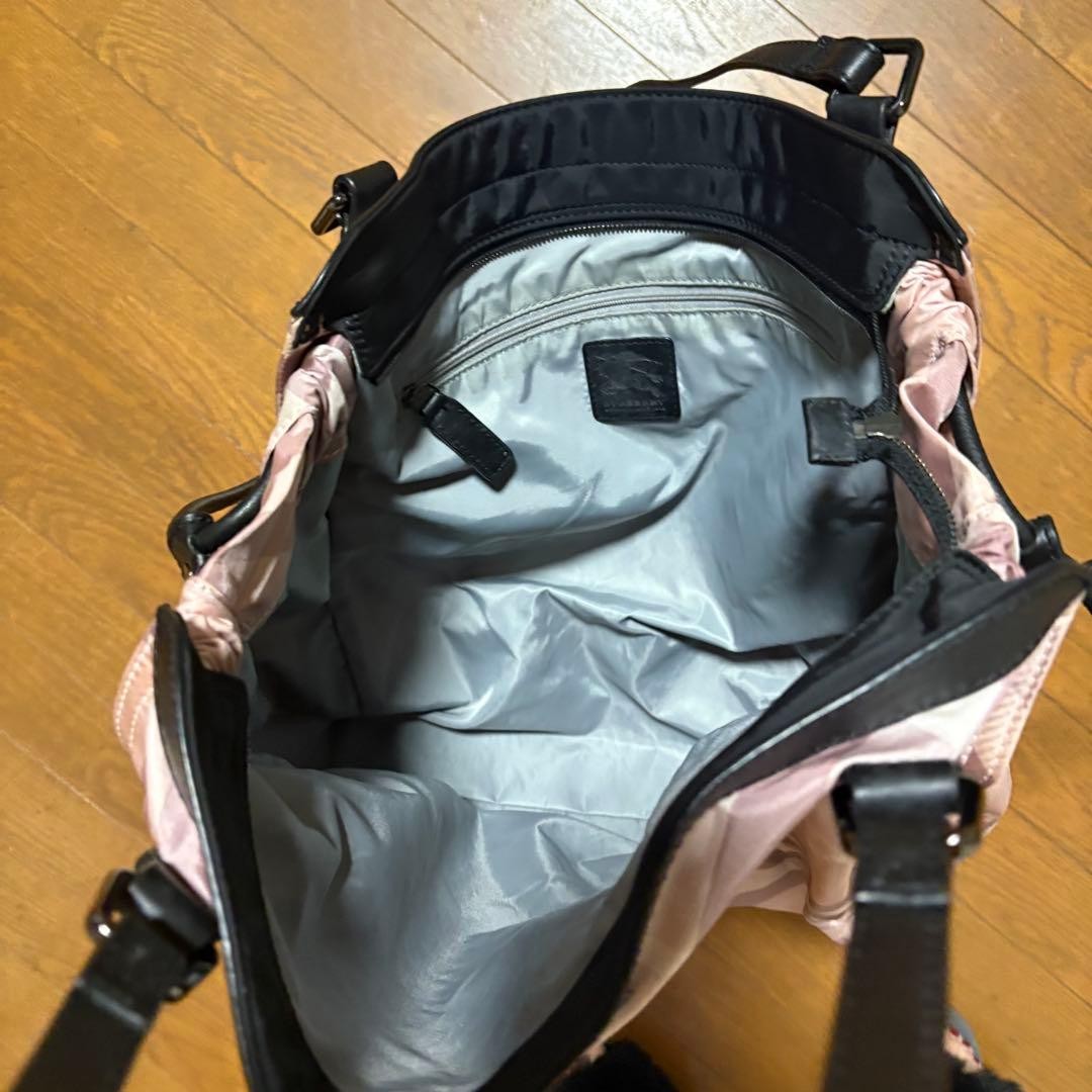 Burberry Nylon Tote Bag Nova Check Pink 11.4×12.6×2.4in Used