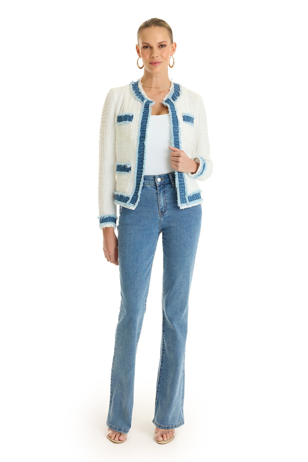 Julia Tweed Jacket Denim/White THE NOLI SHOP