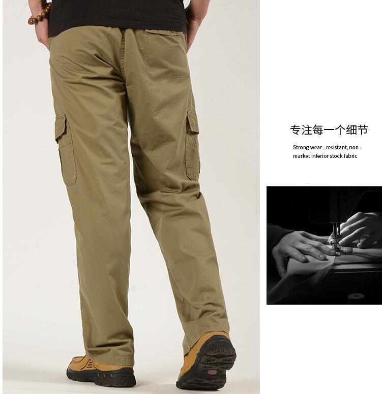 New Men Straight cargo pants middle aged Dad Loose Casual elastic Trousers Long