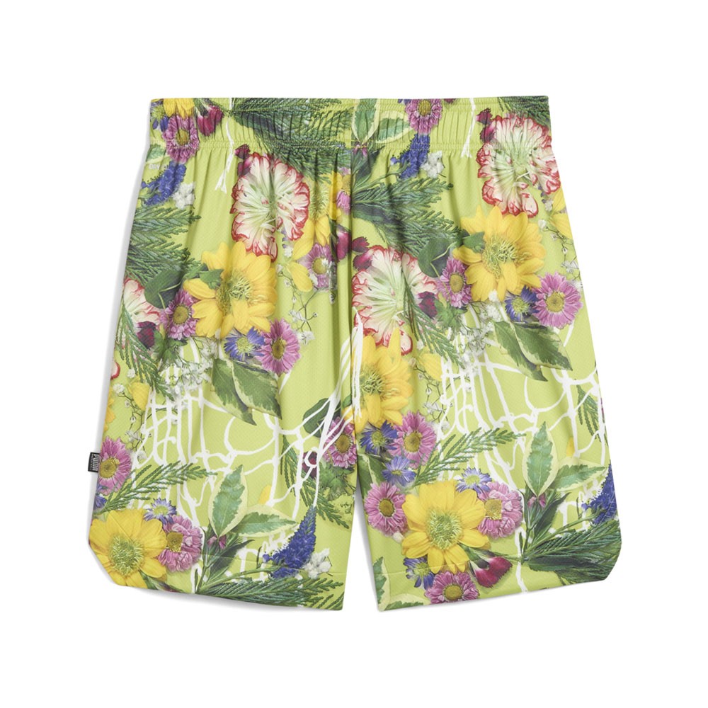 PUMA Dunked In Florals Reversible Shorts Mens Green Casual Athletic Bottoms 6309