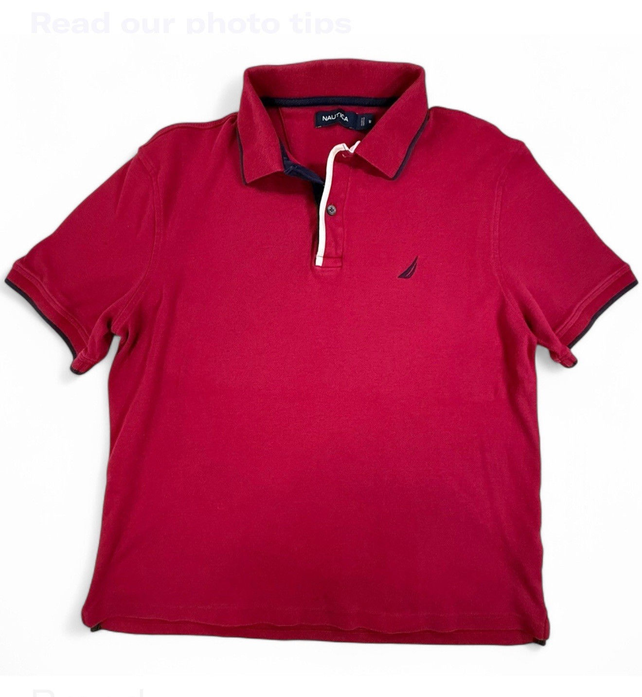 NAUTICA RED POLO SHIRT EMBROIDERED LOGO, SIZE M, CHEST 42 IN, LENGTH 24.5 IN