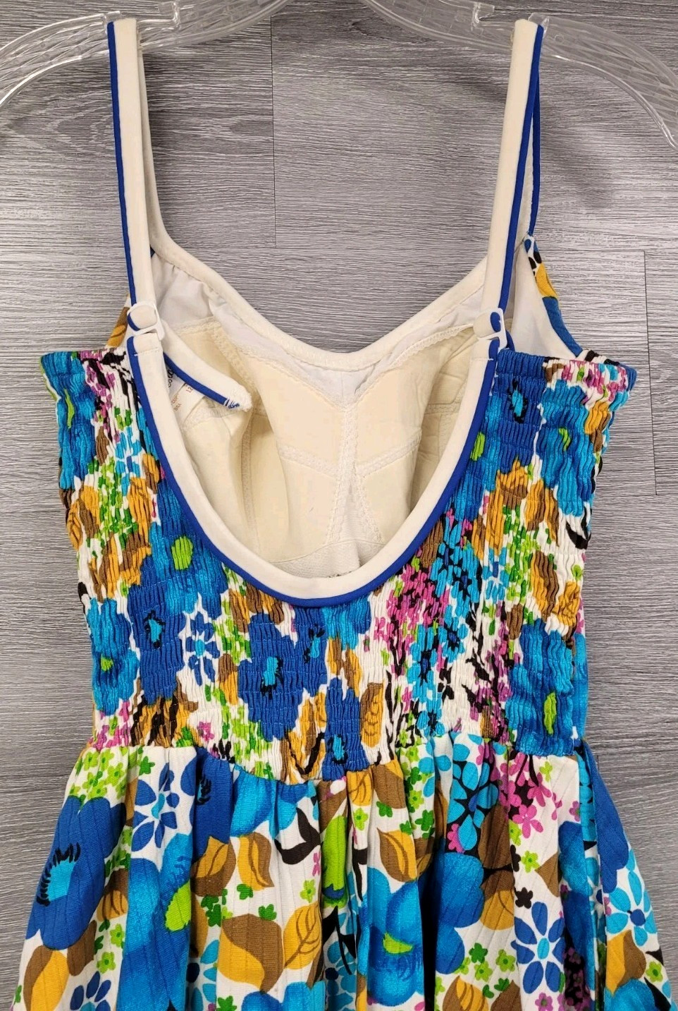 VINTAGE 60s SWIM DRESS DEWEESE DESIGN SWIM & SUN FASHIONS MOD FLORAL BEACH XS