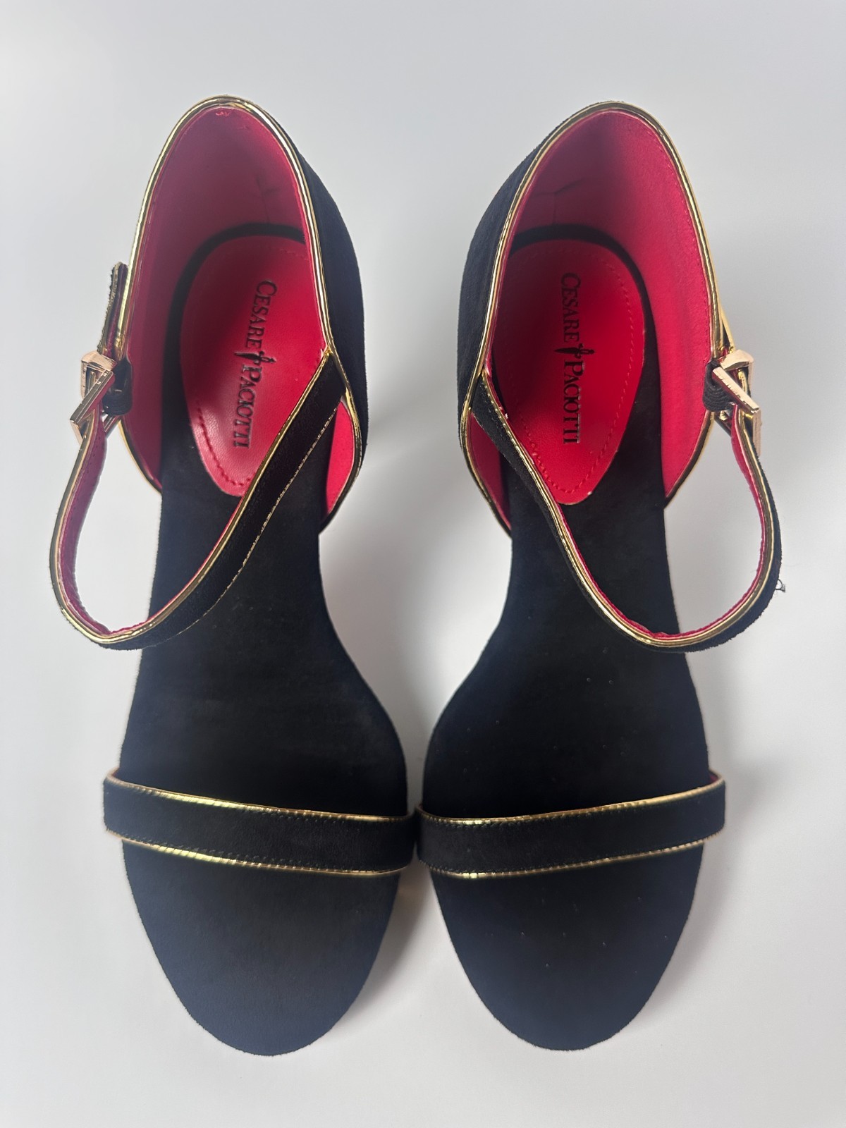Cesare Paciotti Ankle Strap Dagger Heels EU 39 Gold Swords (Read Description)
