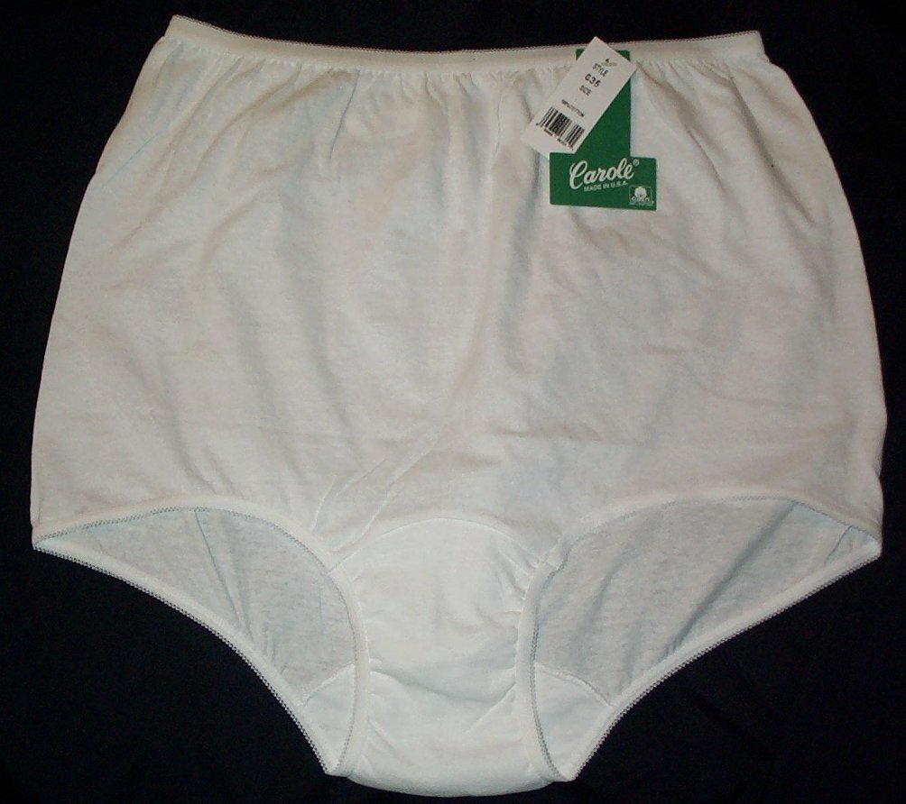3 Pair Size 12 WOMEN’S PANTY 50/50 Poly Cotton White by Carole USA Made Panties