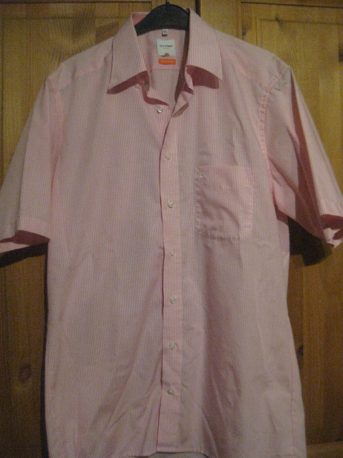 Olympus Luxor men’s shirt size 40 15 3/4 white/check top 100% cotton