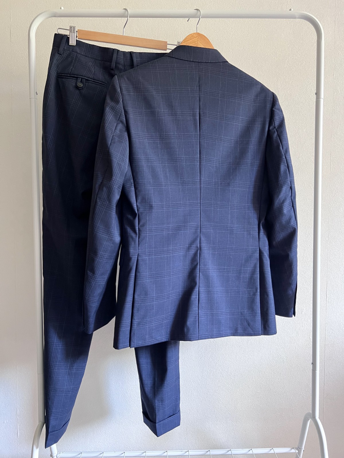 Hackett London x Loro Piana Mayfair Check 2 Piece Suit Navy Slim-Fit Size 38L, S