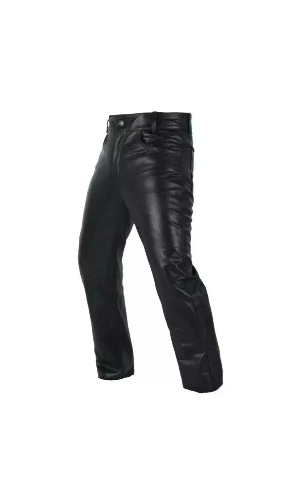 Mens Biker Jeans Real Black Or Cow Leather Sleek And Sexy 501 Style Pants Riding
