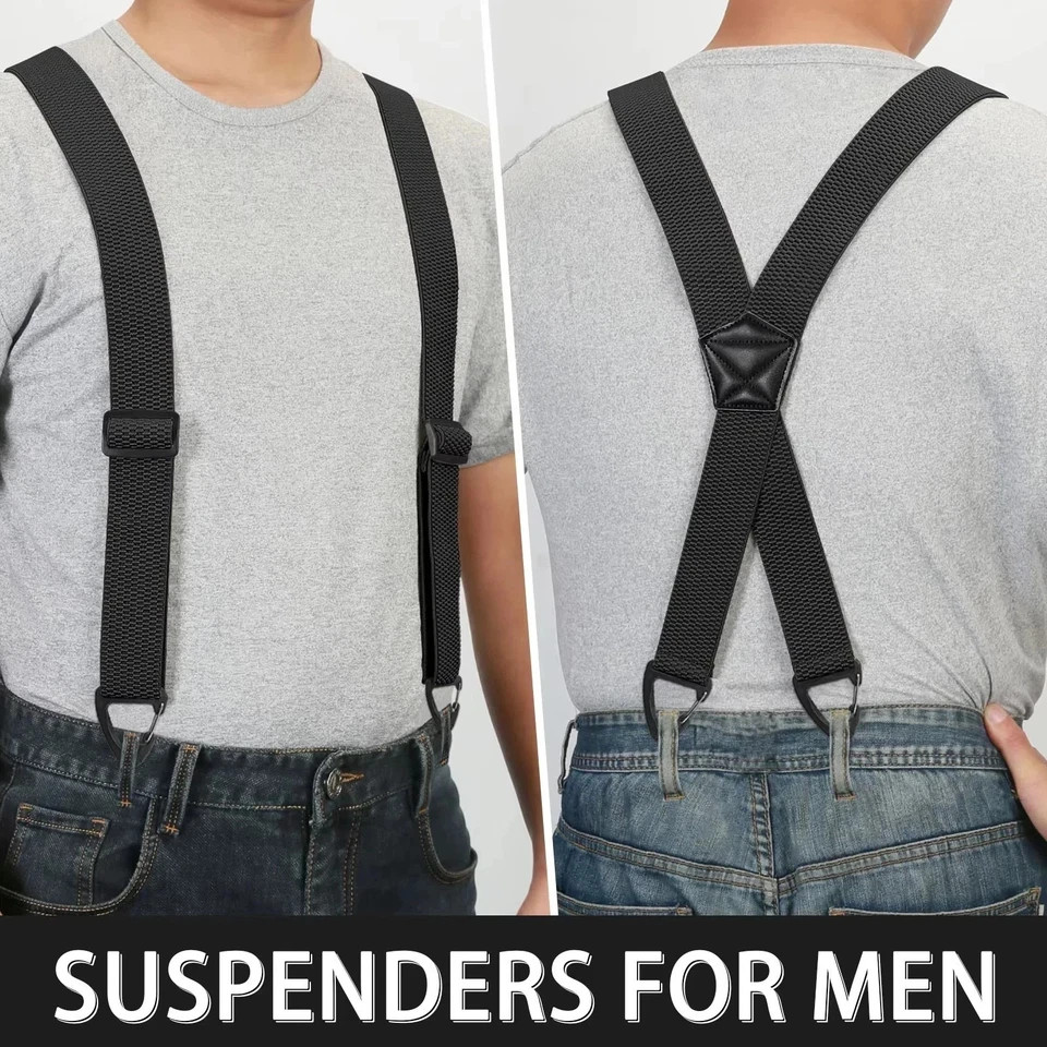 Suspenders for Men Heavy Duty, X Shape Back Hidden Suspender 1.5″ Under Clothing