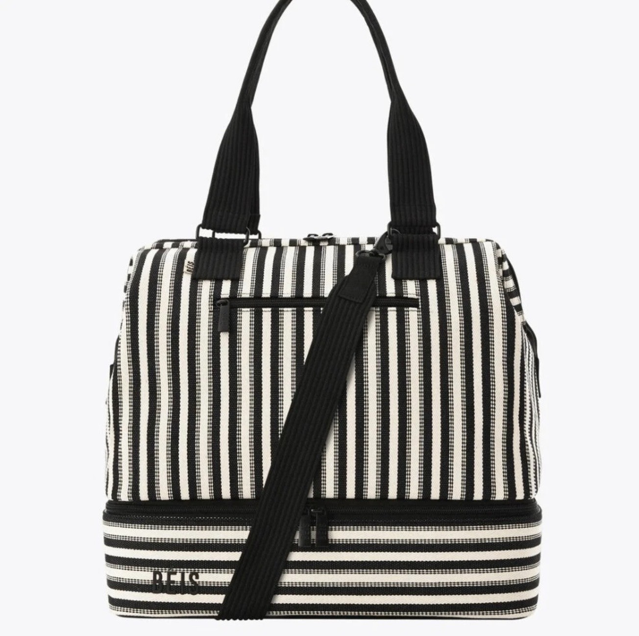 Beis Mini Weekender in Black Stripe