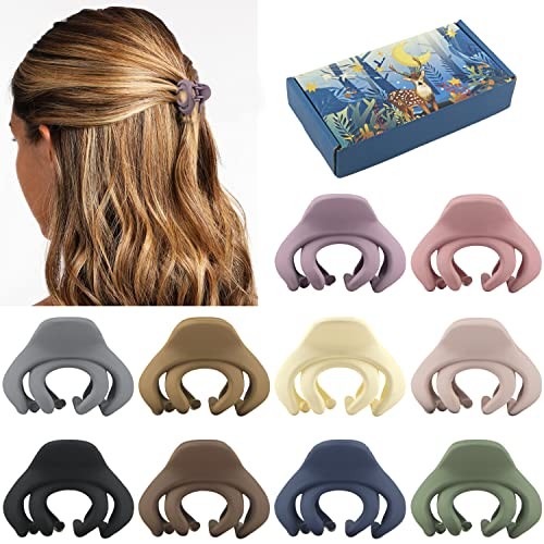 Small Hair Clips for Women Girls Kids, Tiny Hair Claw Neutral Octopus Clips