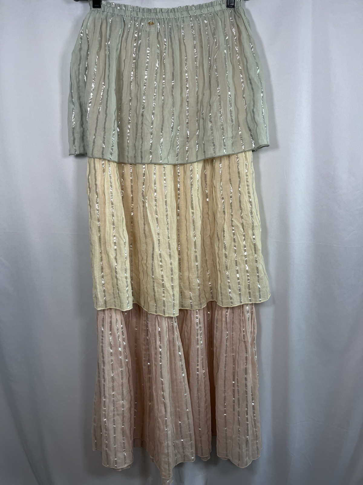 PQ swim Golden Hour Briar Lurex Strapless Maxi Coverup Fesortwear Dress Sz Xs/S