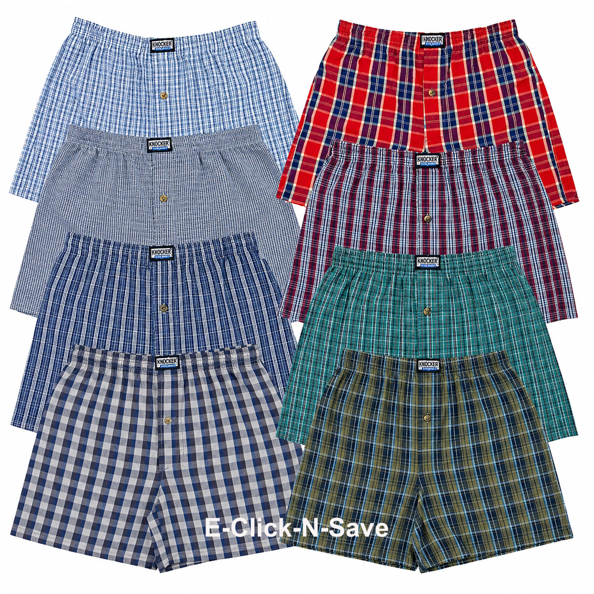 3 6 12 Boxers Men Knocker Boxer Trunk Plaid Checker Shorts Underwear Lot Cotton
