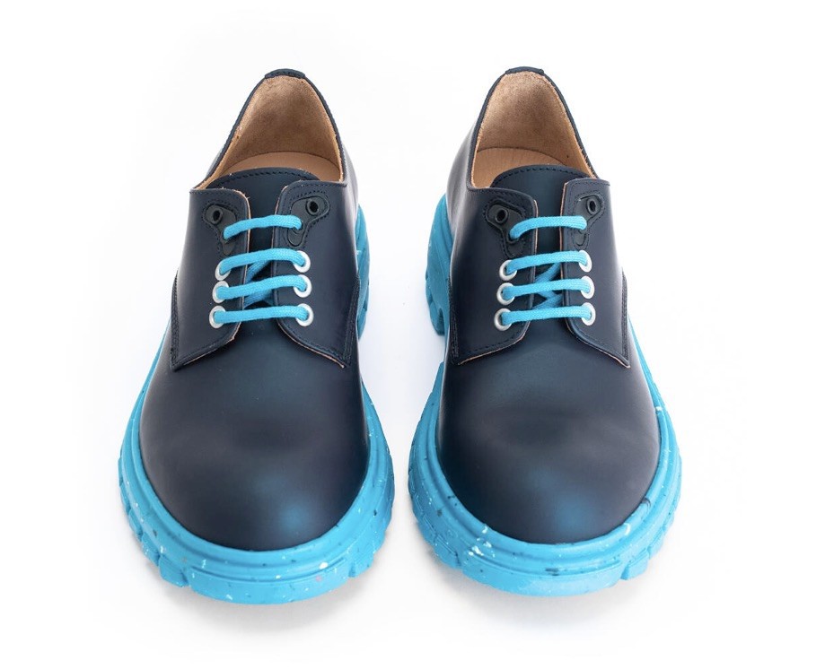 Fluevog EXCELLENT Official Tuesday Classic everyday blue/turquoise derby -12
