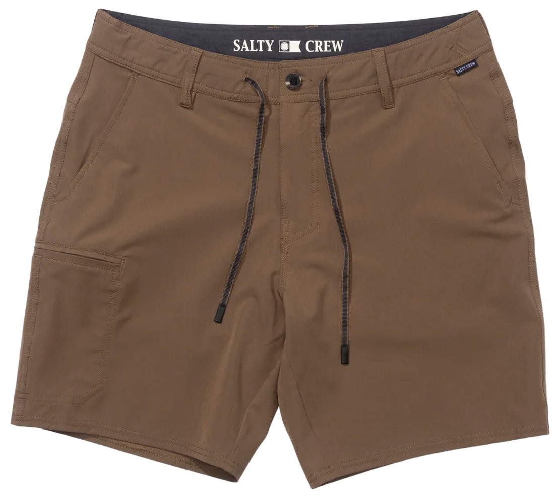 Salty Crew Transom Tech 18″ Hybrid Walk Shorts – Dark Brown – New