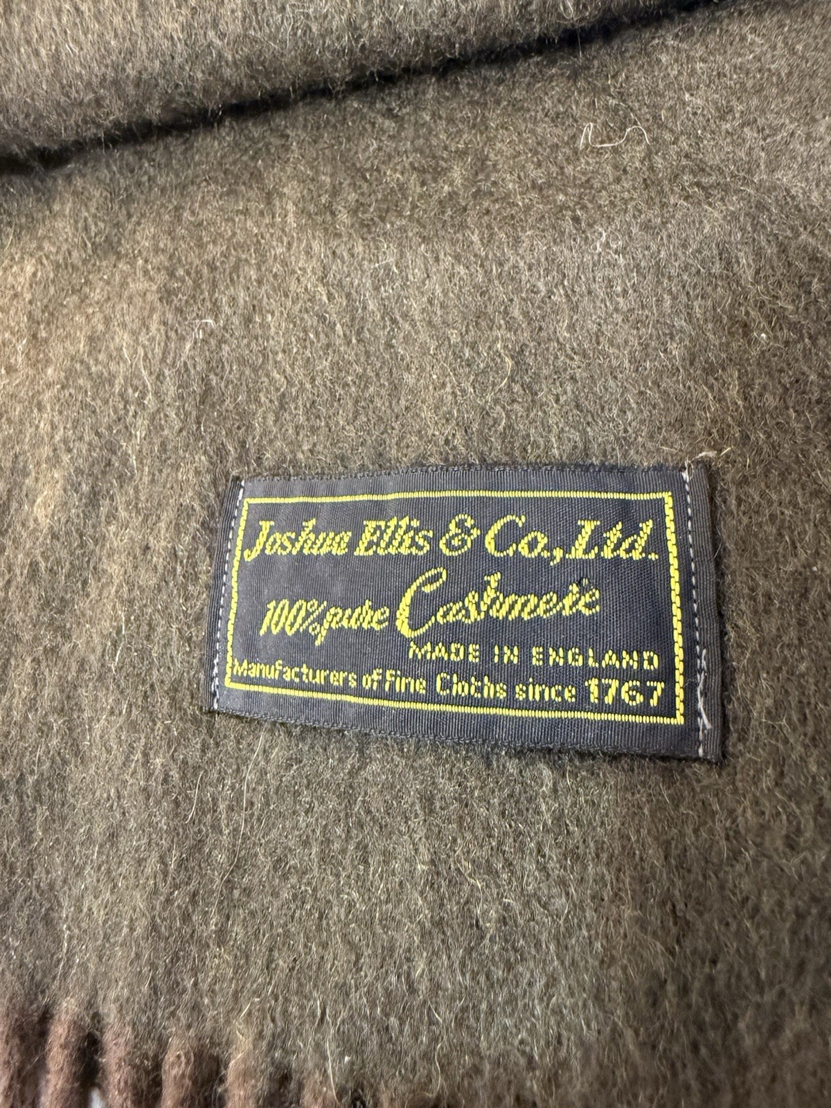 Vintage Joshua Ellis & Co. LTD – Dark Army Green 100% Cashmere Scarf (England)