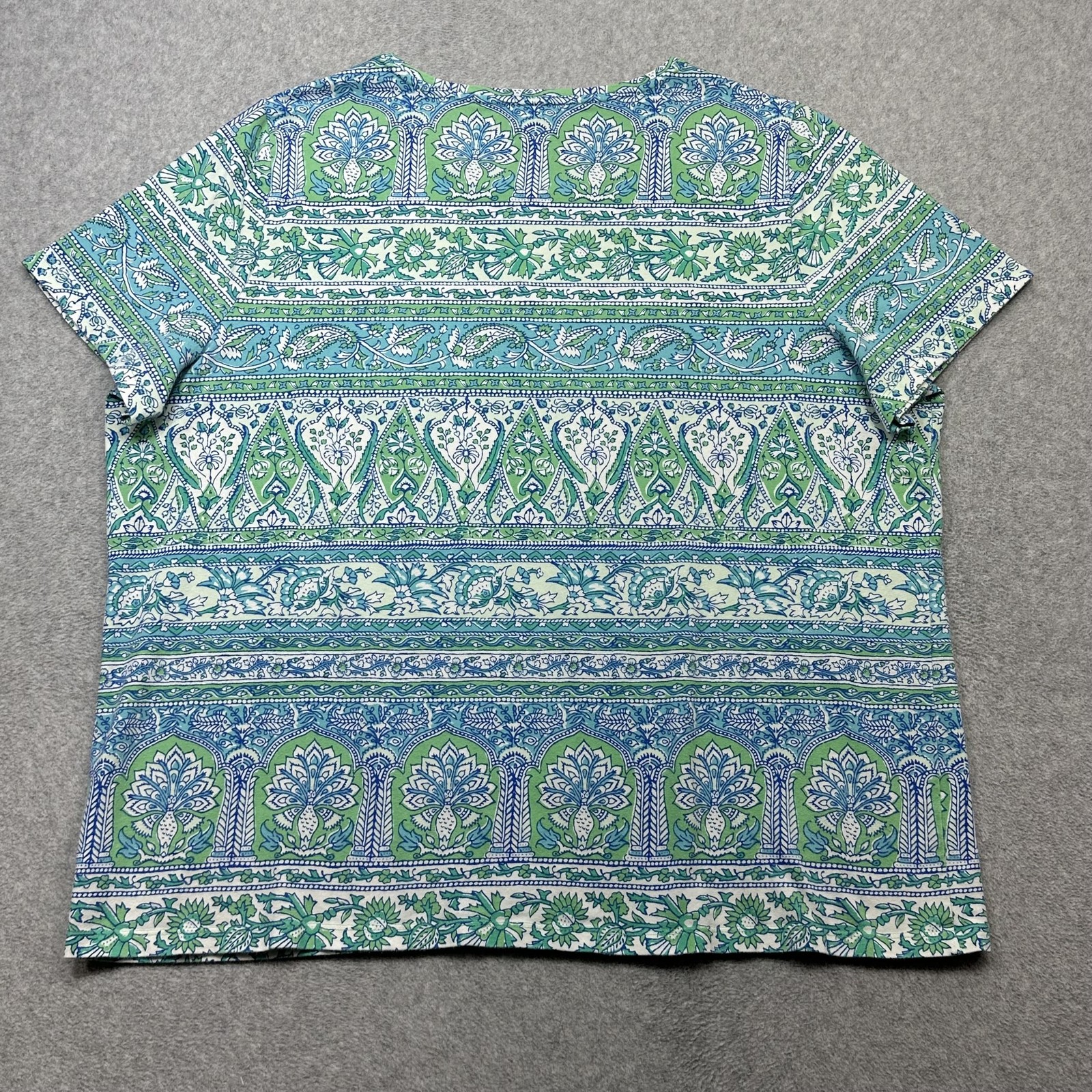 Talbots Tee Shirt Womens Plus 2X Blue Floral Print Short Sleeve Crewneck Top