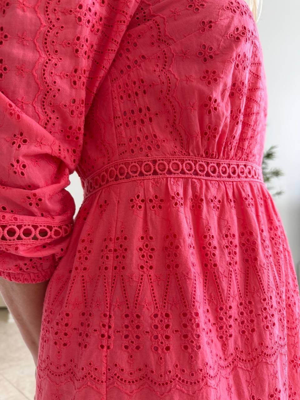 J.Crew Pink Eyelet Cotton Tiered Mini Dress Women’s 4 Long Sleeve Slip Lined
