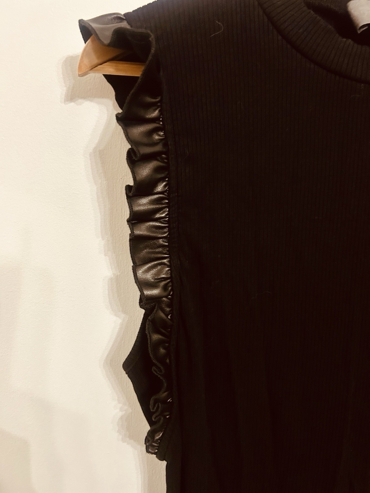 Sundays In Brooklyn Black High Neck Tank With Ruffled Detailing On Sleeves
