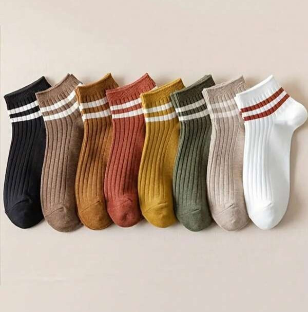 8 Pairs Women’s Ankle Socks Soft Comfortable Striped Sport Casual Daily Wear UK