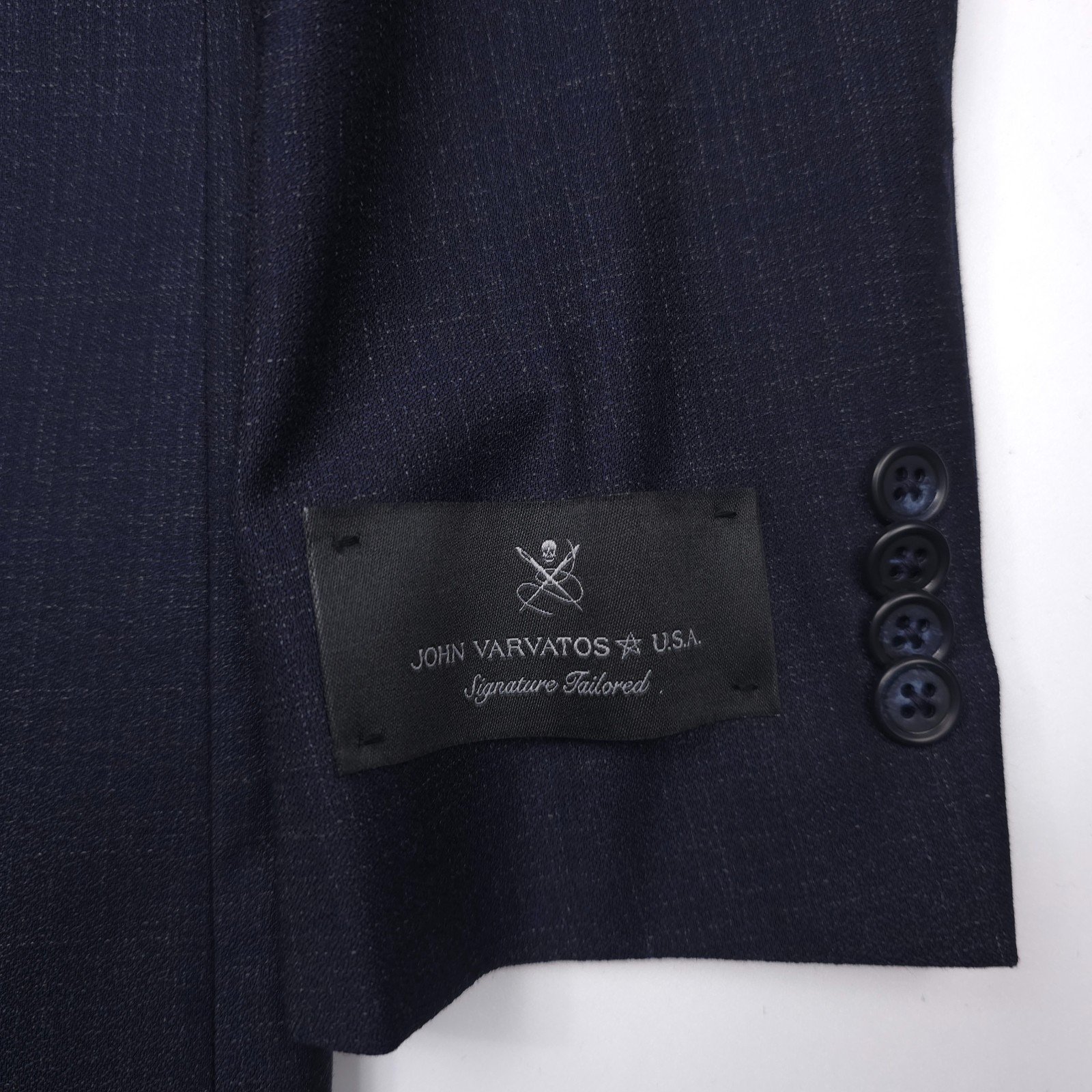 John Varvatos Bleecker Suit Jacket Mens 40R Blue Melange Reda Wool Super 110s