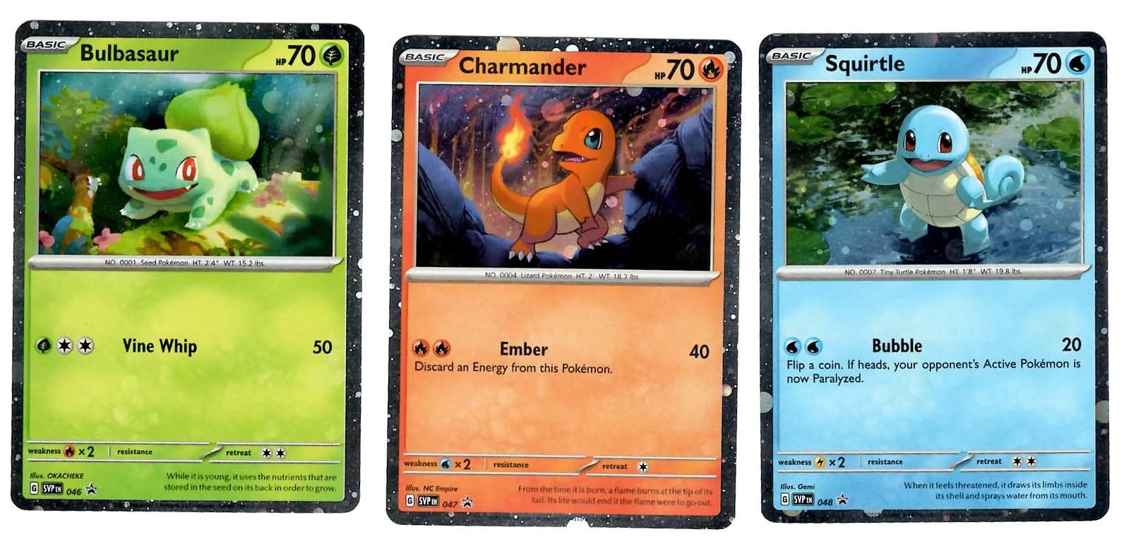 Bulbasaur Charmander Squirtle – Pokemon Black Star Promo 3 Card Lot – Pokemon 15