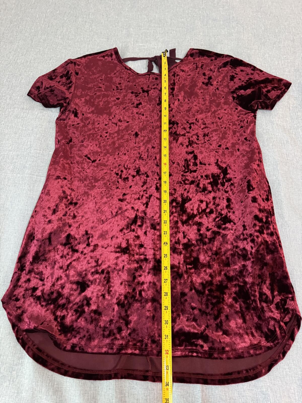 Z Supply Burgundy Crushed Velvet Shift Dress Large Open Back Tie Soft Goth