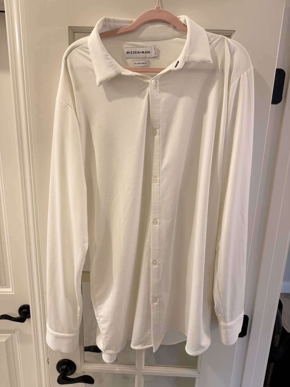 Mizzen+Main Dress Shirt Mens 2XL XXL White Trim Fit Made USA