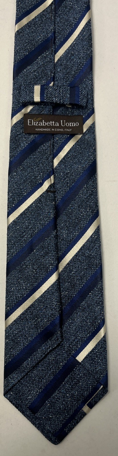 Elizabetta Uomo Blue Striped 100% Silk Tie Handmade In Como Italy 58×3.25