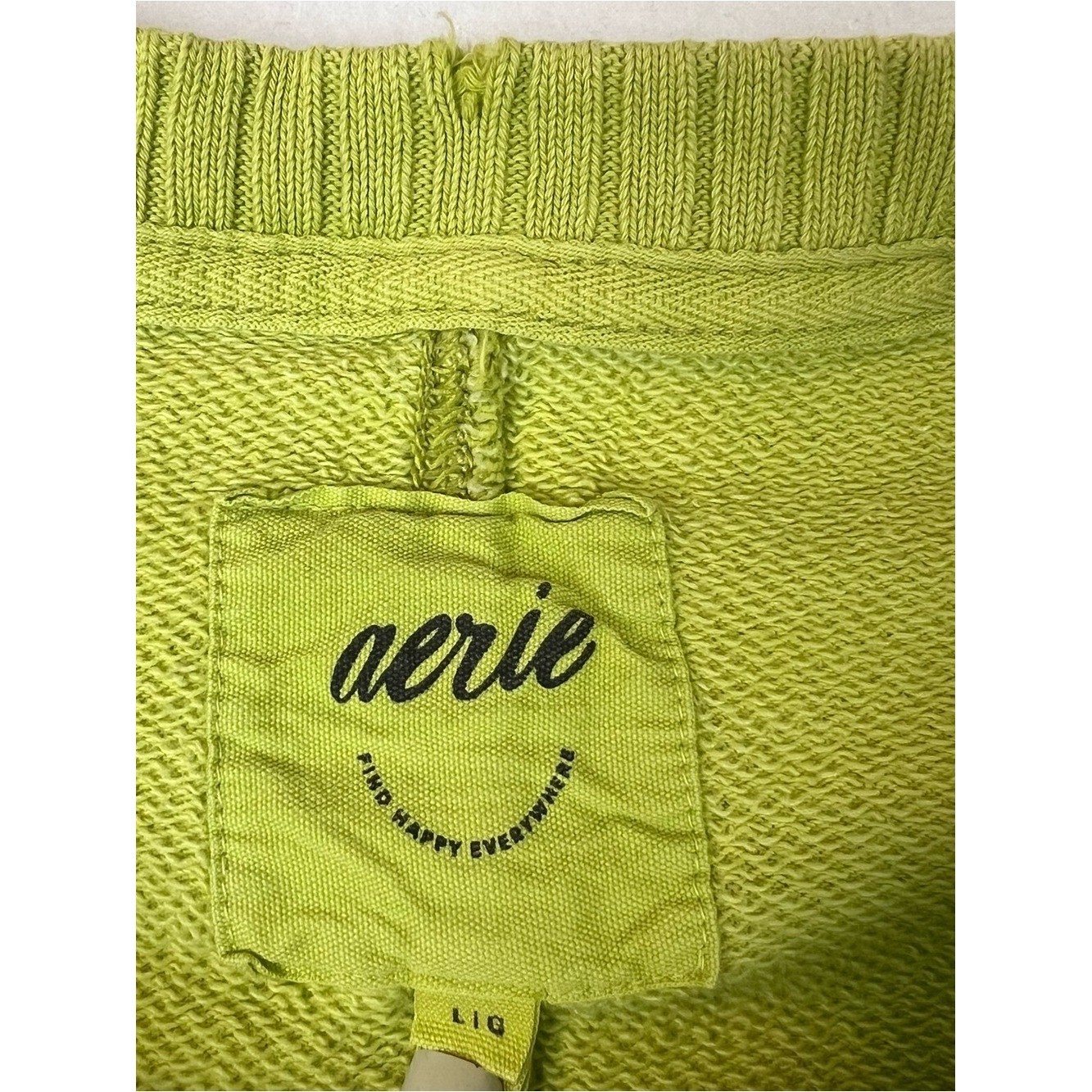 Aerie Oversized Lime GreenPullover Staying Kind Feeling Cool Crewneck L