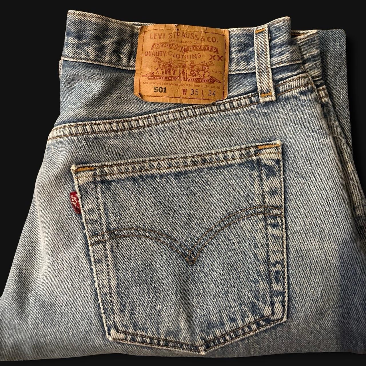 Levi’s 501xx Jeans 35×34 Vintage Made in USA Button Fly Light Wash Straight Leg