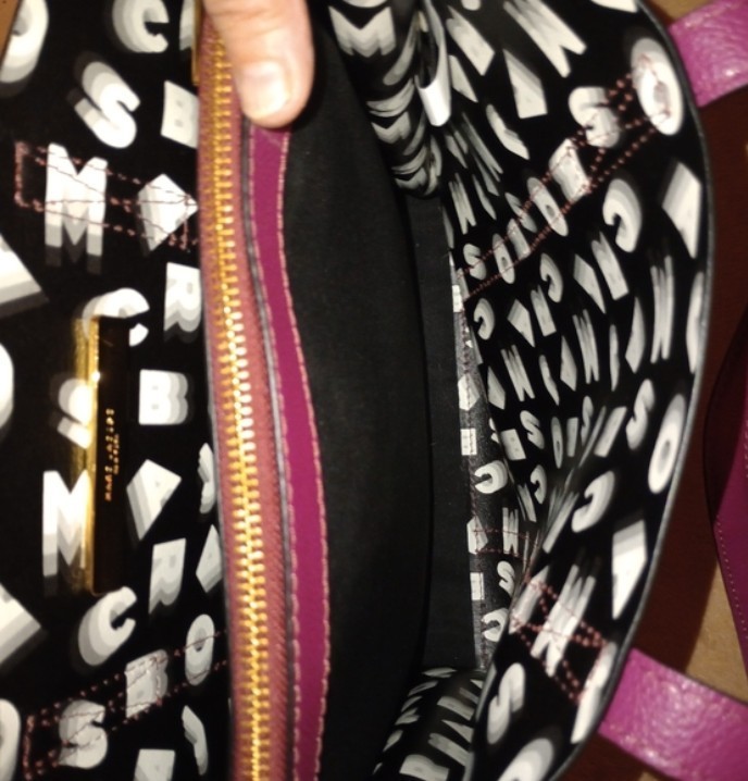 MARC JACOBS Repeat Large Luxe Leather Tote Boysenberry