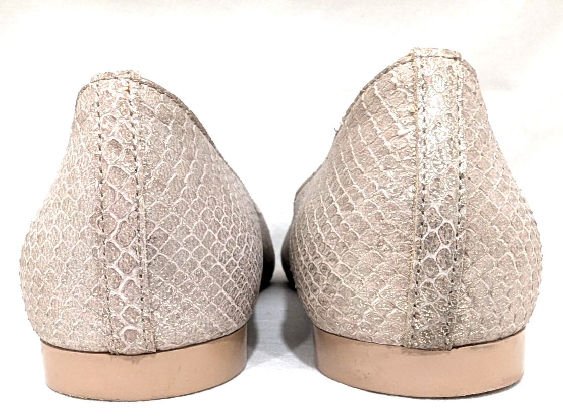 AGL Women’s Silver Snake Pink Nude Leather Loafers Flats Shoes US 7.5/37.5 EUC *