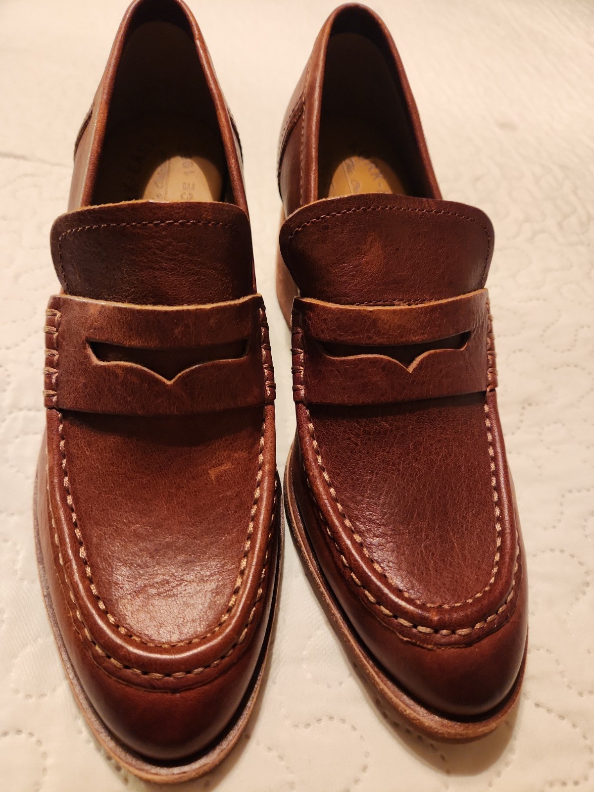 Kork-Ease Modeste Penny Loafer Leather Pumps Brown Block Heel Size 9M