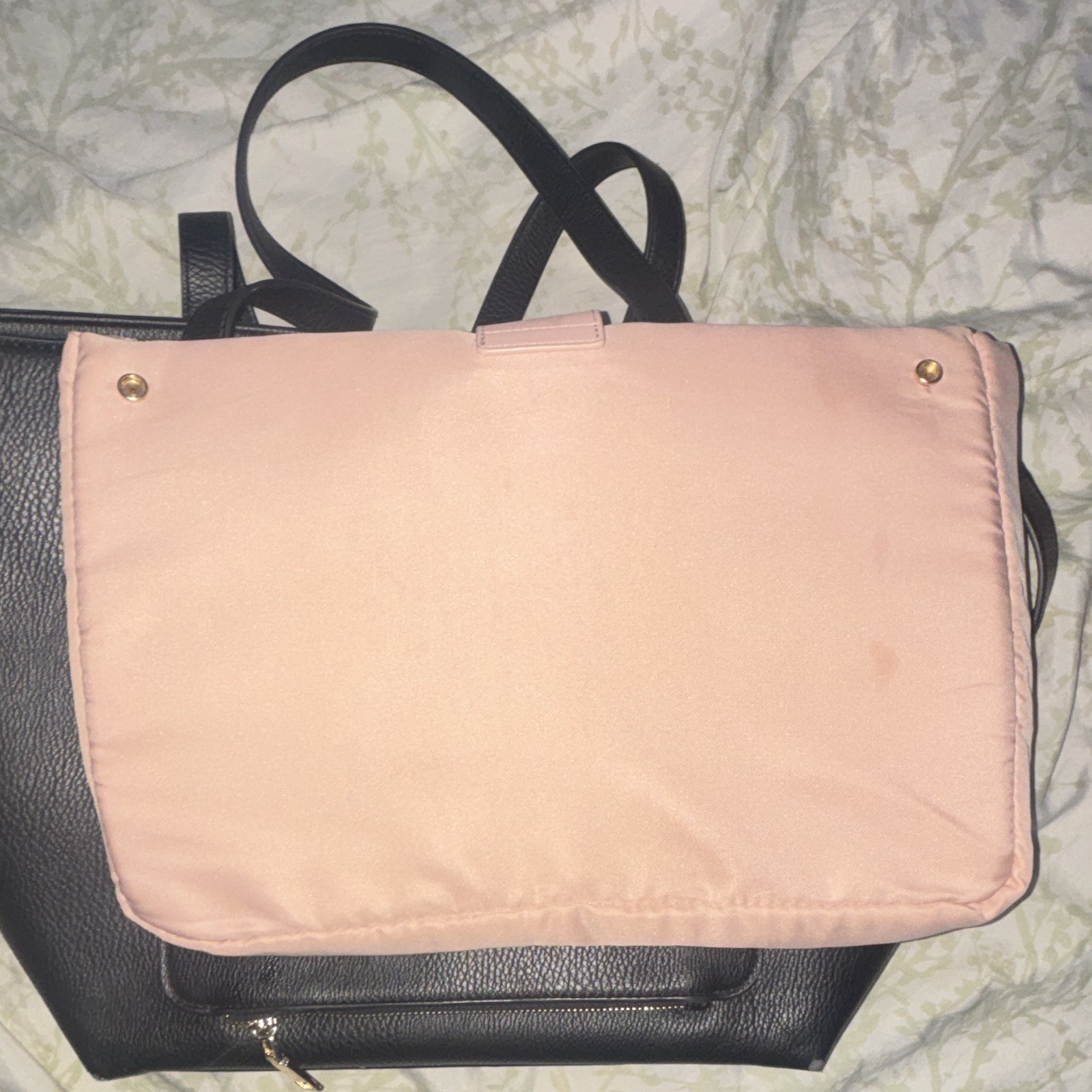 Gerry Weber Large Black Pebbled Zip Tote w/ Pink Lining Pouch, Inner Pockets