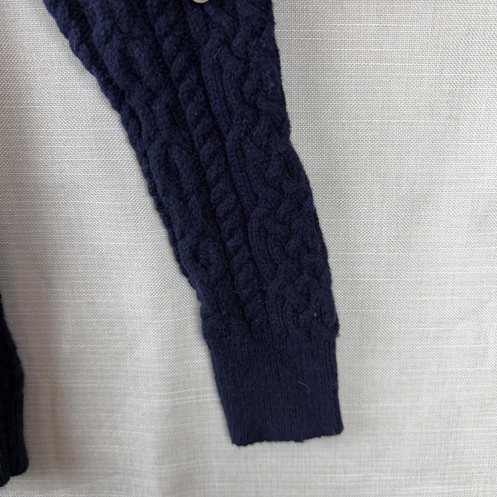 VTG Talbots Sweater Womens Petite P Blue Mock Neck Angora Cable Knit Pullover
