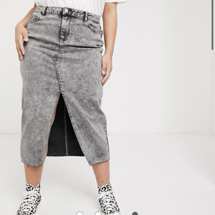 Simply Be Charcoal Acid Wash Denim Midi Skirt – 18