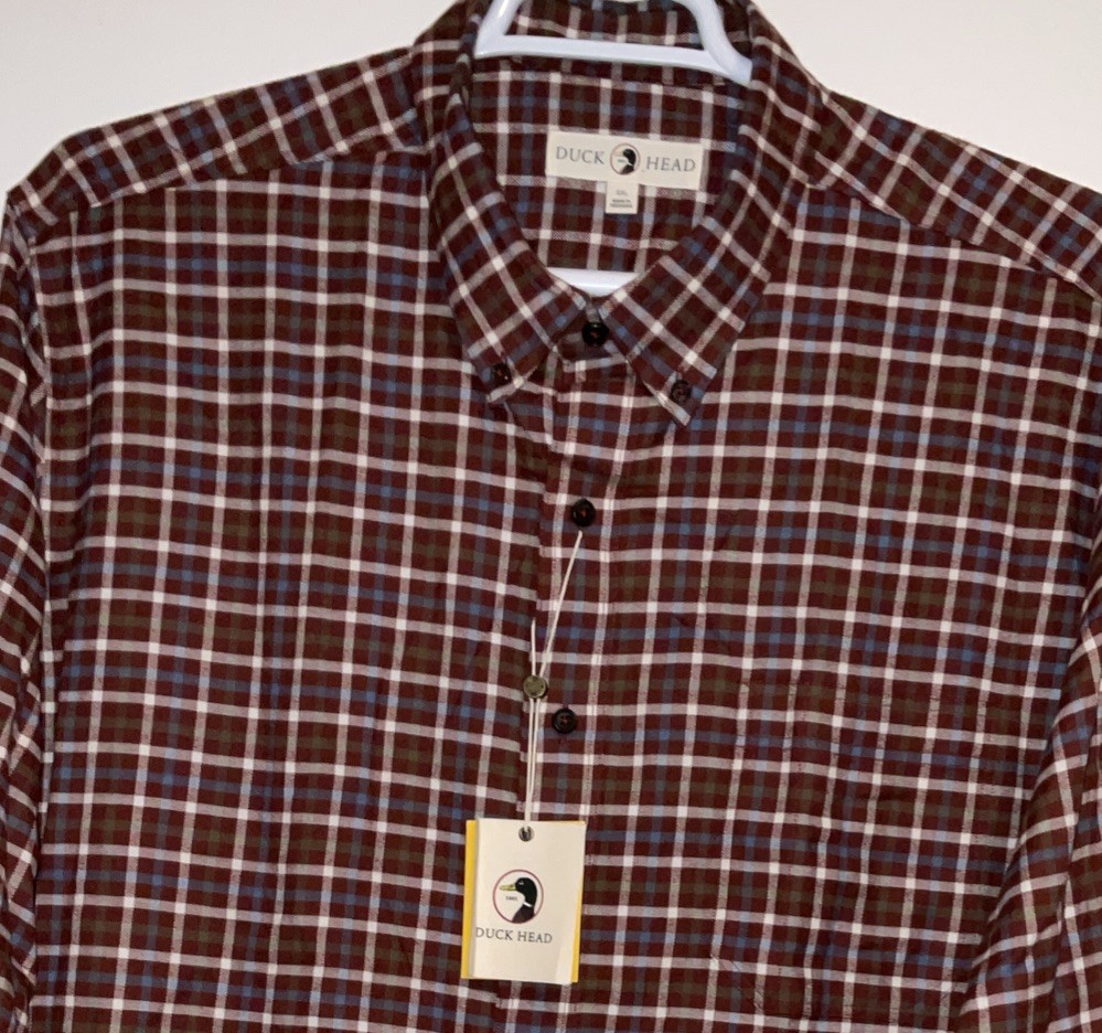 DUCK HEAD LIGHTWEIGHT FLANNEL 100% COTTON SABLE PLAID L/S SHIRT 2XL NWT