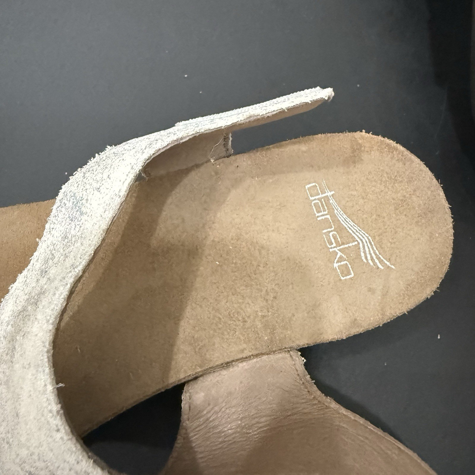 DANSKO Reece Pearl Petrol Iridescent Shimmer Leather Slingback Sandals Size 39
