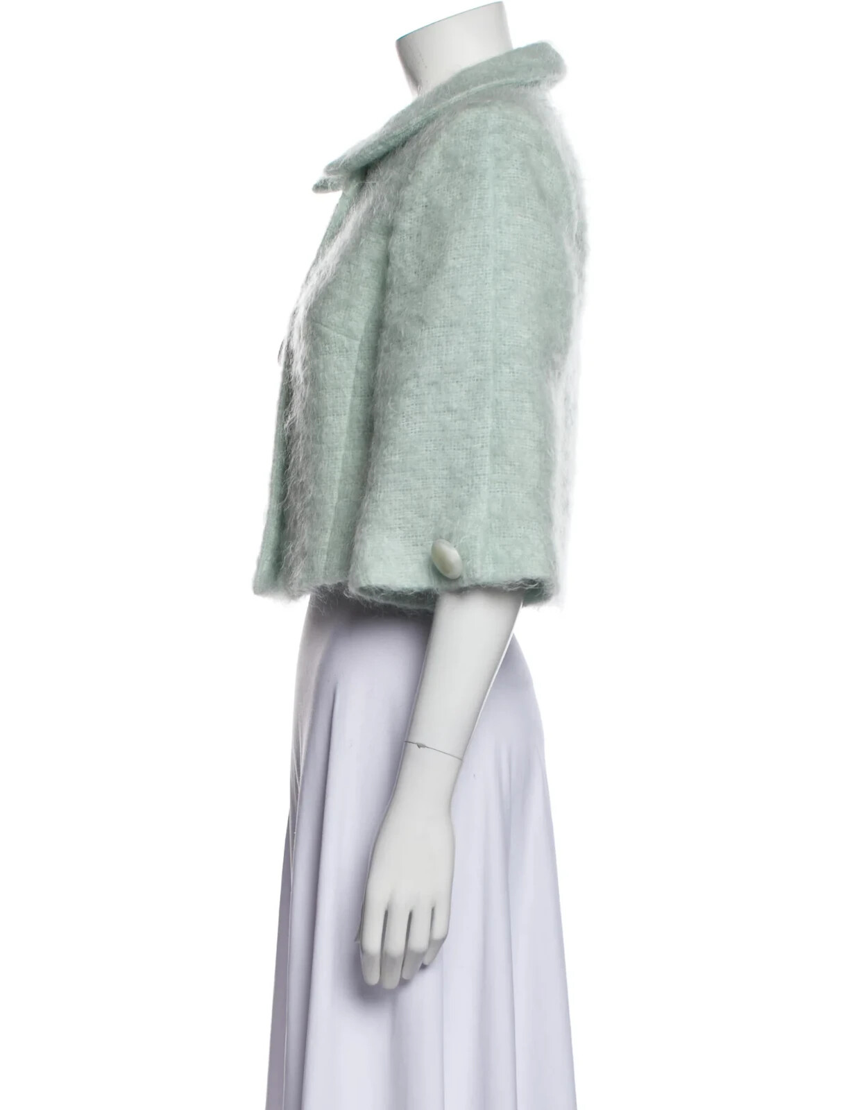 Milly New York Fresh light Mint Green Mohair Wool 3/4 sleeve Jacket Sz 2