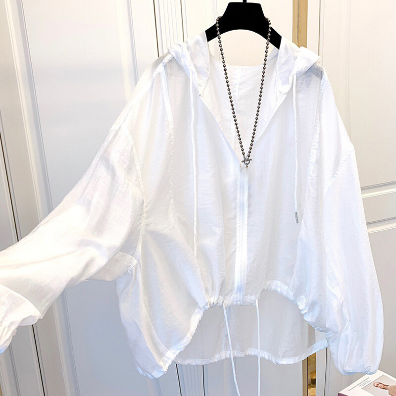 Womens Summer Sun-proof Hooded Jackets Coats Loose Breathable Lightweight Tops