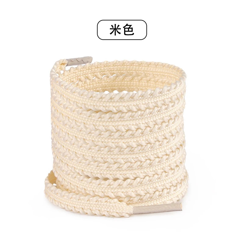 1 Pair Flat Wheat Ears Shoelaces, 0.7mm Solid Color Gear-shaped Braided Shoe Str