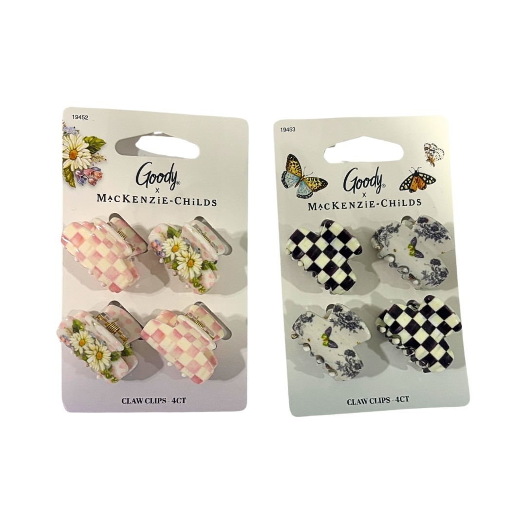 MacKenzie Childs x Goody SET – VIRAL Pink & Black Check Mini Hair Claw Clips 8Ct