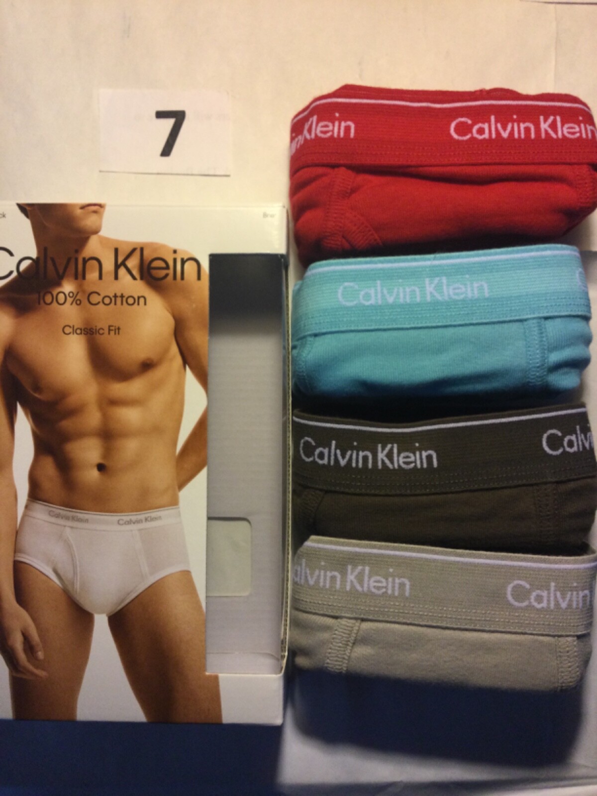 Calvin Klein 100% Cotton Classic Fit 4 Pack Brief New Box Black Red Green Purple