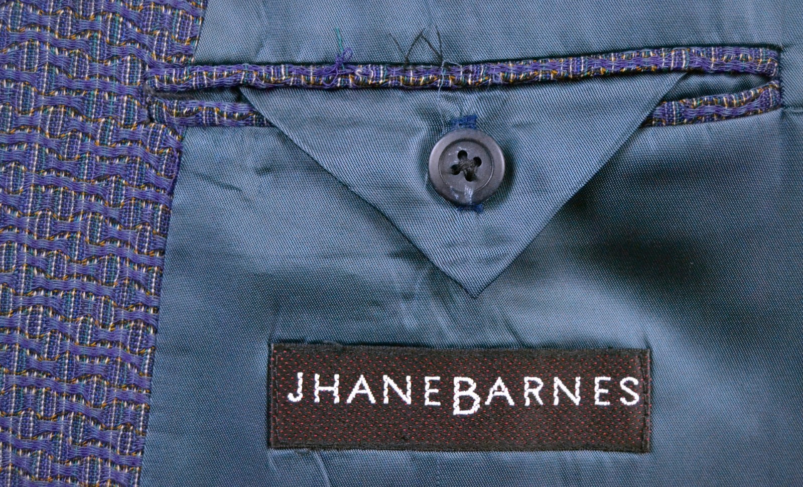 Vintage Royal Blue Wave Jacket with Big Shoulder Pads (Size 48R) By Jhane Barnes